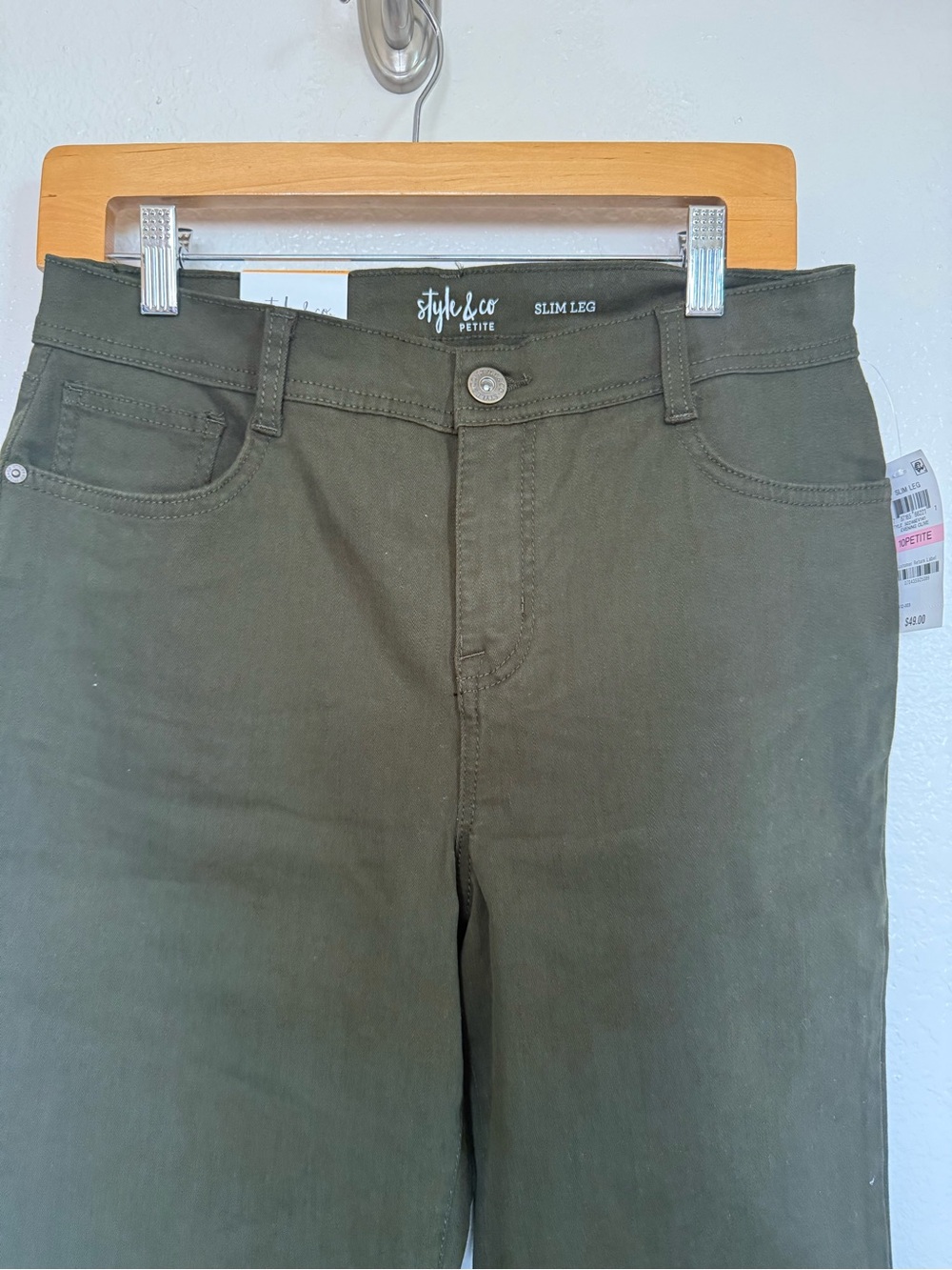 Style & Co. Olive Green Slim Leg Tummy Control High Rise Jeans - Picture 3 of 7